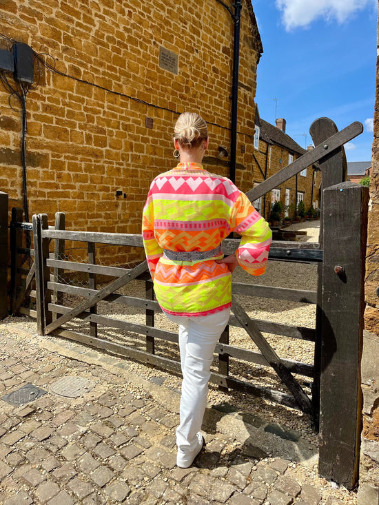 NEMA Resortwear SALE Jackets Fluorescent Aztec Kimono