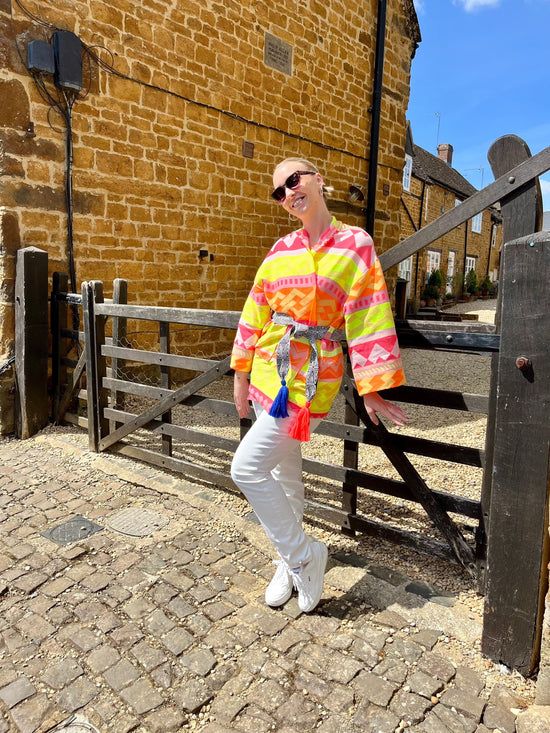 NEMA Resortwear SALE Jackets Fluorescent Aztec Kimono