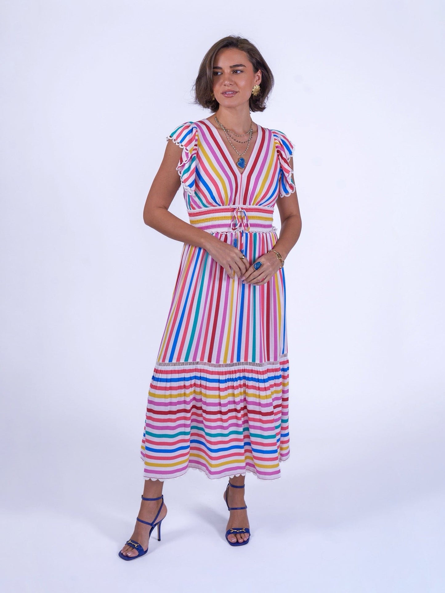 mesh print dress Adrianna Papell Mock Neck Ruched Maxi Dress