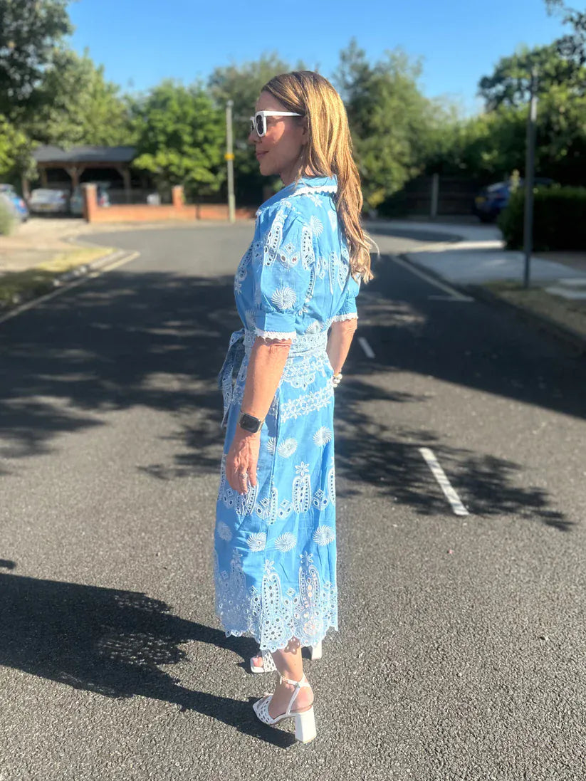 New Day Originals Dresses Sani Petite Midi Shirt Dress in Blue