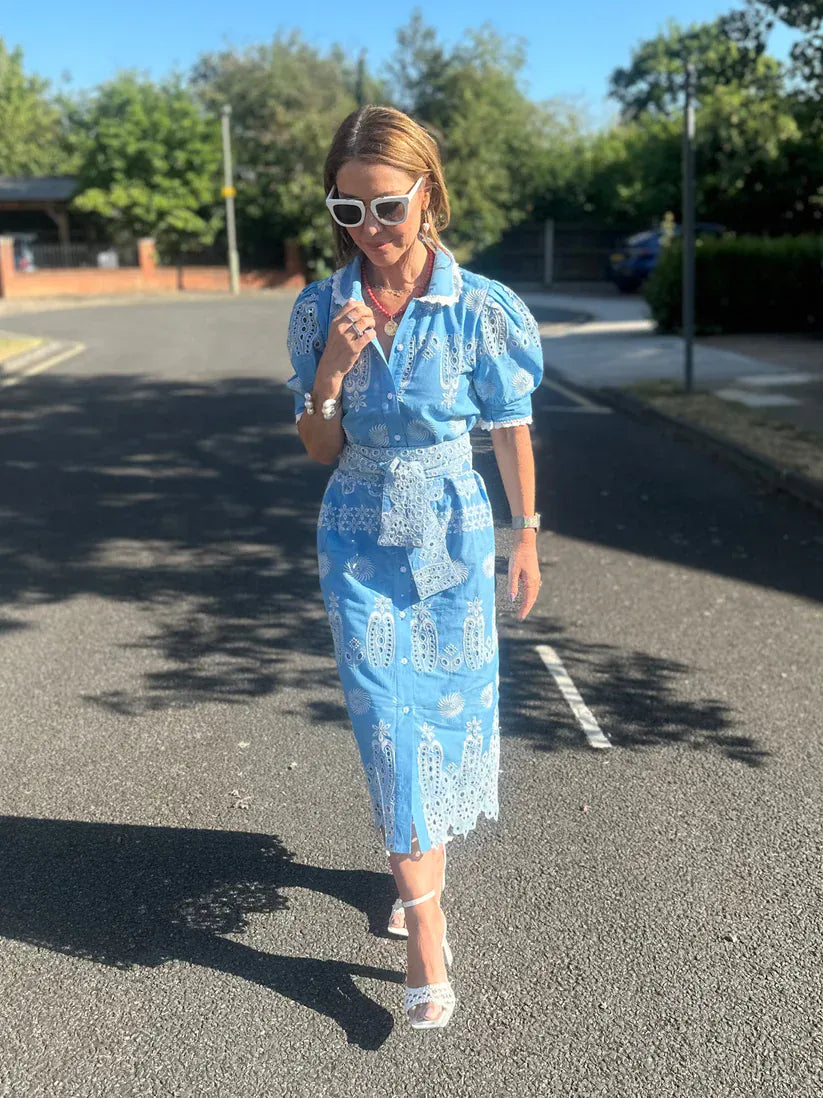 Sani Petite Midi Shirt Dress in Blue – NELLIE&DOVE