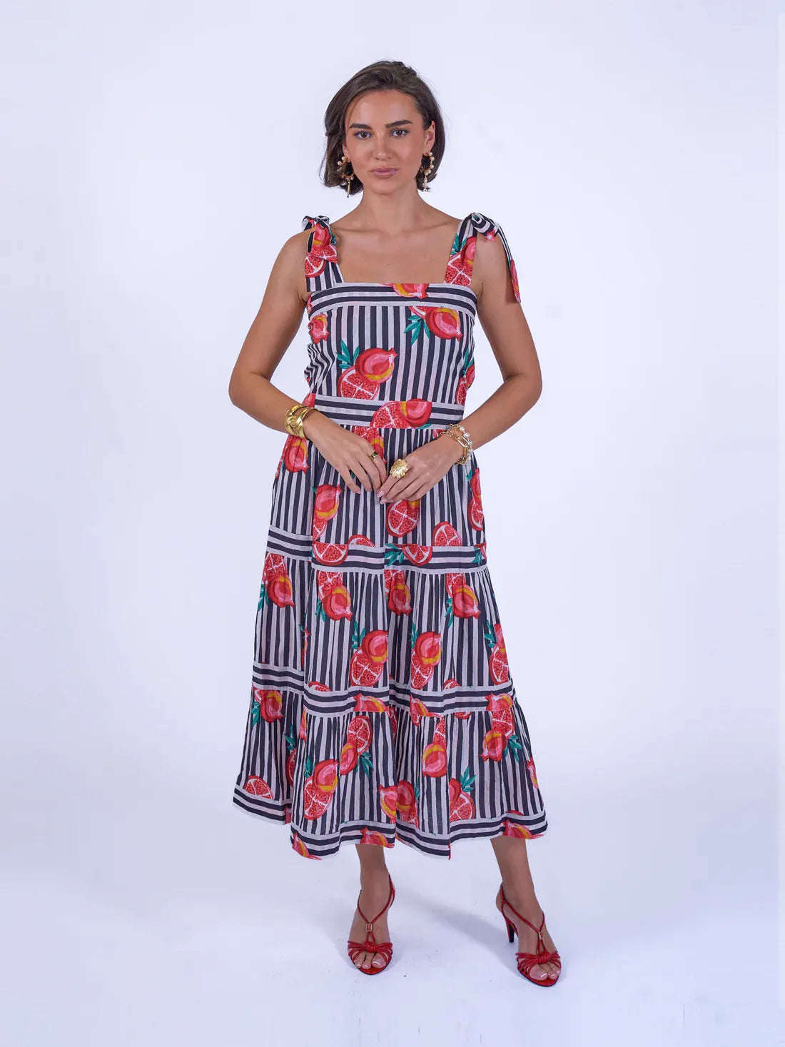 New Day Originals Dresses Shelly Beach Dress in Pomegranate Stripe