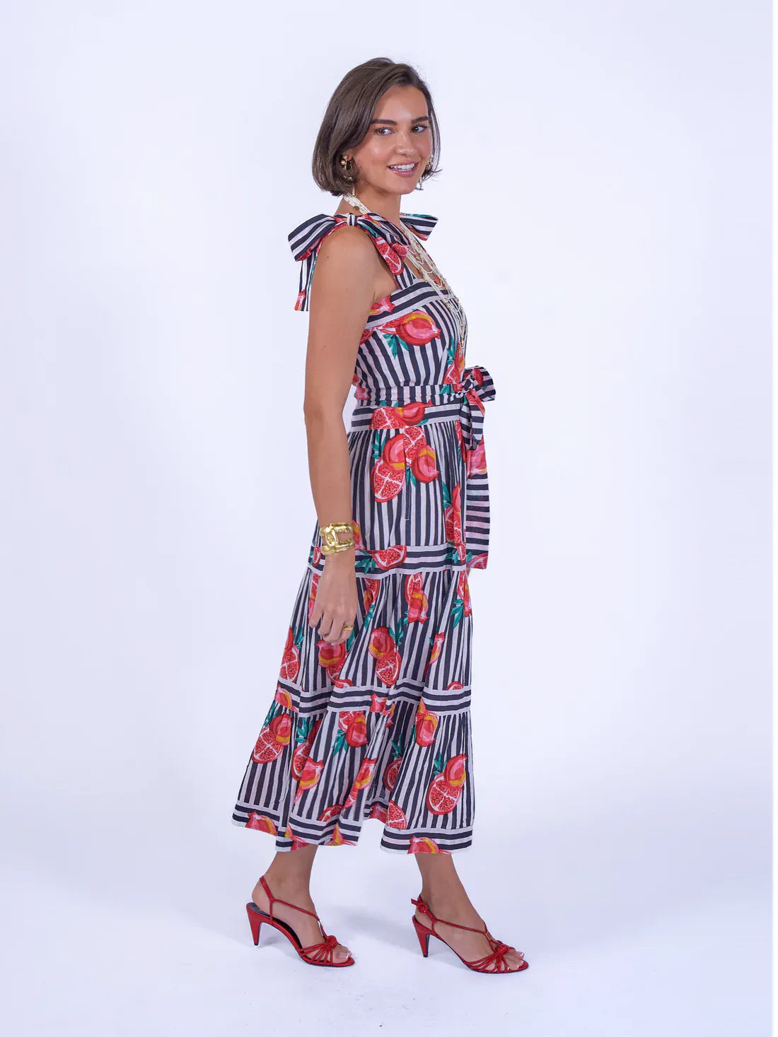 New Day Originals Dresses Shelly Beach Dress in Pomegranate Stripe
