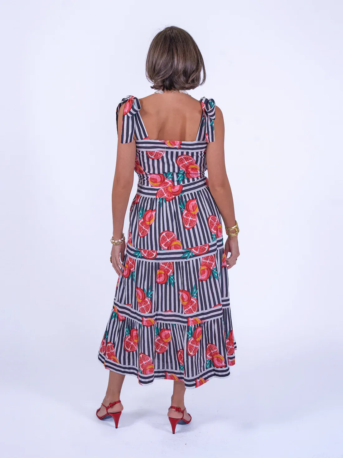 New Day Originals Dresses Shelly Beach Dress in Pomegranate Stripe