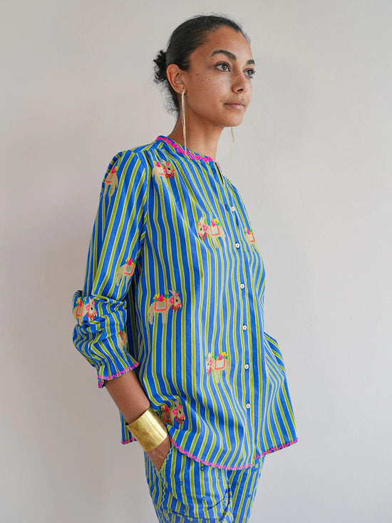 Nimo with Love Columbia Blouse Donkey Embroidery on Stripes