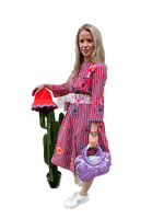Nimo with Love Dresses Black Velvet Dress Poppy Multi Stripe
