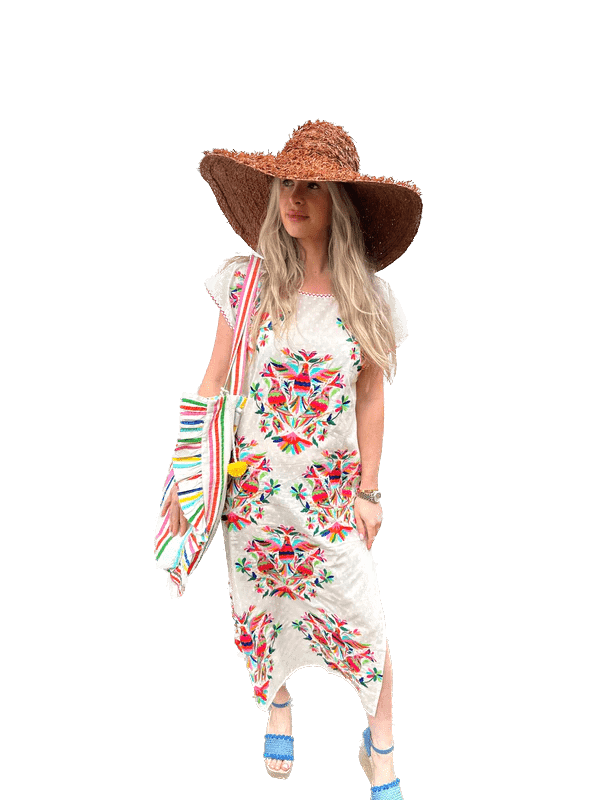 Nimo with Love Dresses Malachite Kaftan Mexican Embroidery