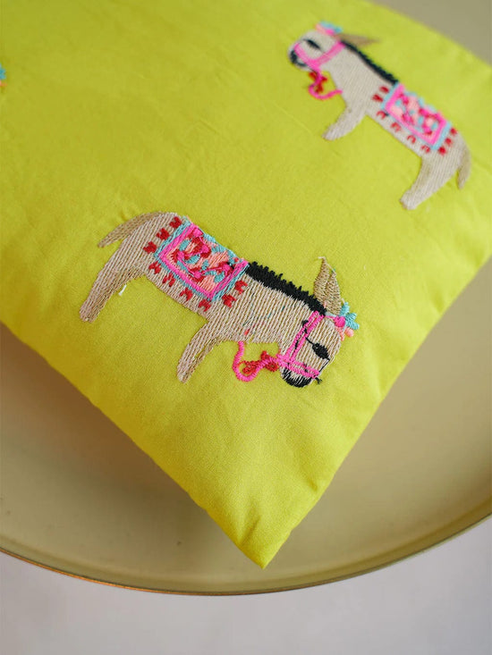 Nimo with Love Ortiga Bag Donkey Embroidery on Lime Jacquard
