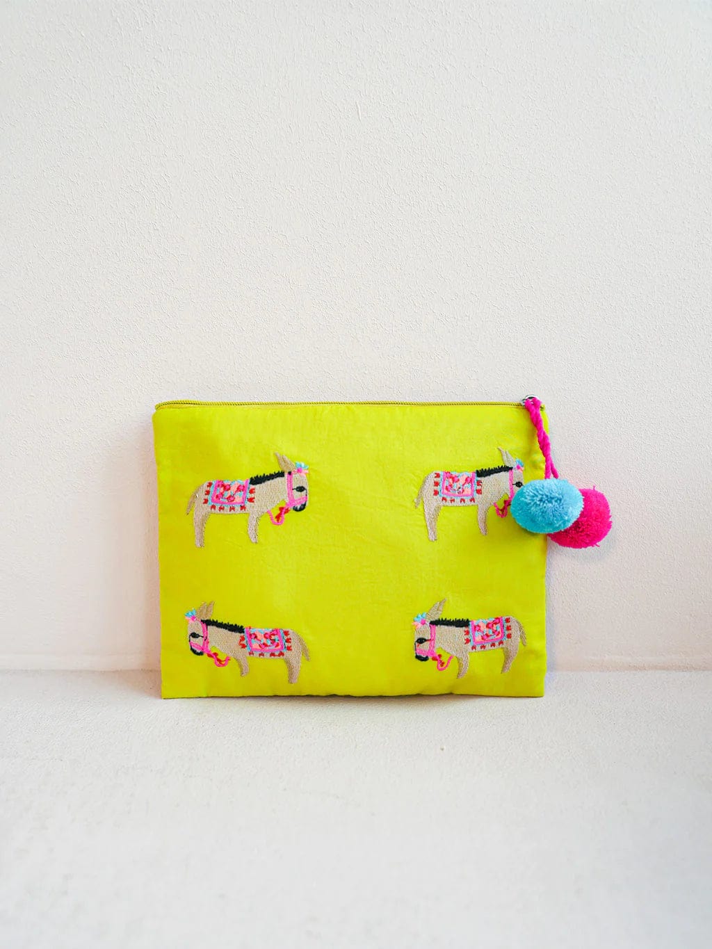 Nimo with Love Ortiga Bag Donkey Embroidery on Lime Jacquard