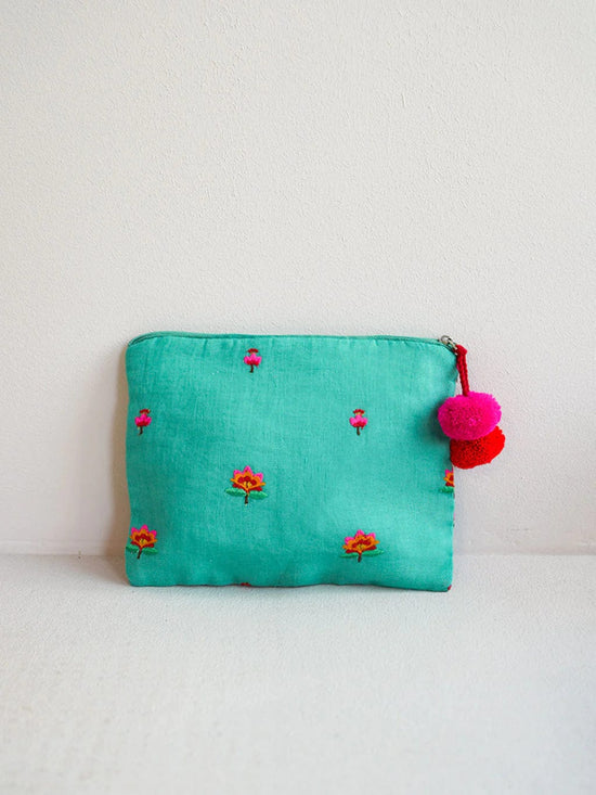 Nimo with Love Ortiga Bag Lotus Flower Embroidery on Green