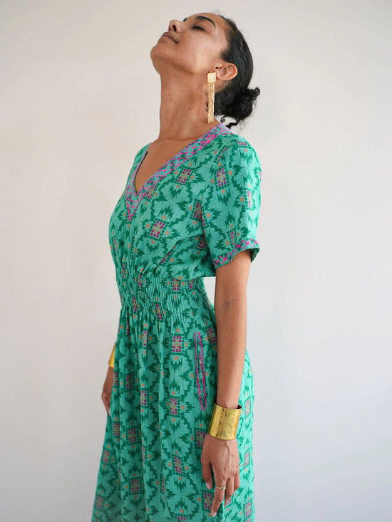 Nimo with Love Verbena Dress Ikat Green