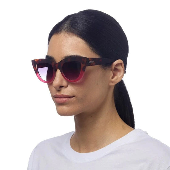 OKKIA Eyewear Claudia Big Cat Eye Sunglasses in Havana Pink