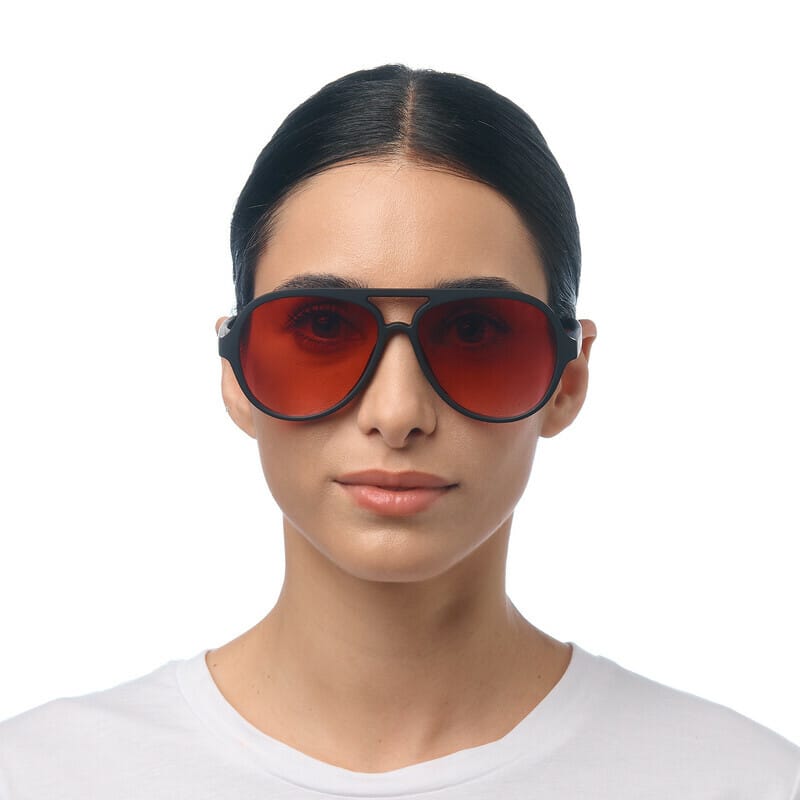 OKKIA Sunglasses OK021BK-RD Alessio Black (Red Lenses) Sun Glasses
