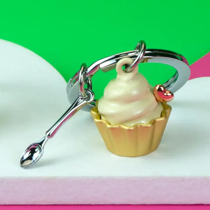 Oli Olsen Keyrings Gold Cupcake and Spoon Keyring