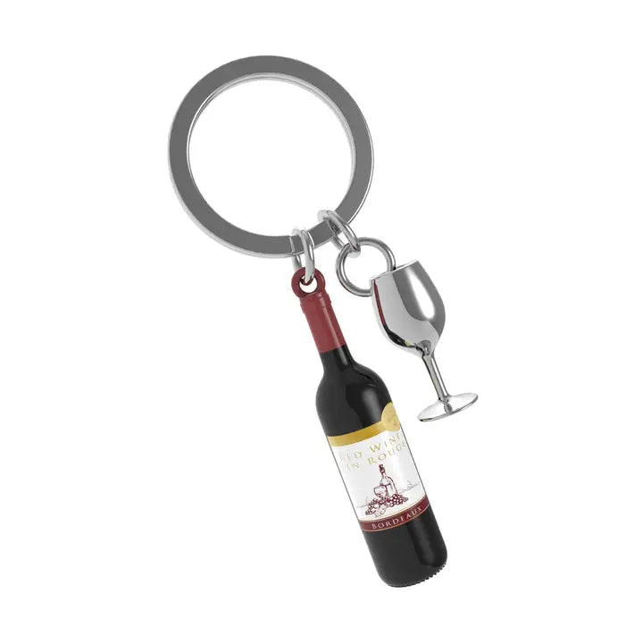 Oli Olsen Keyrings Wine Bottle and Glass Keyring