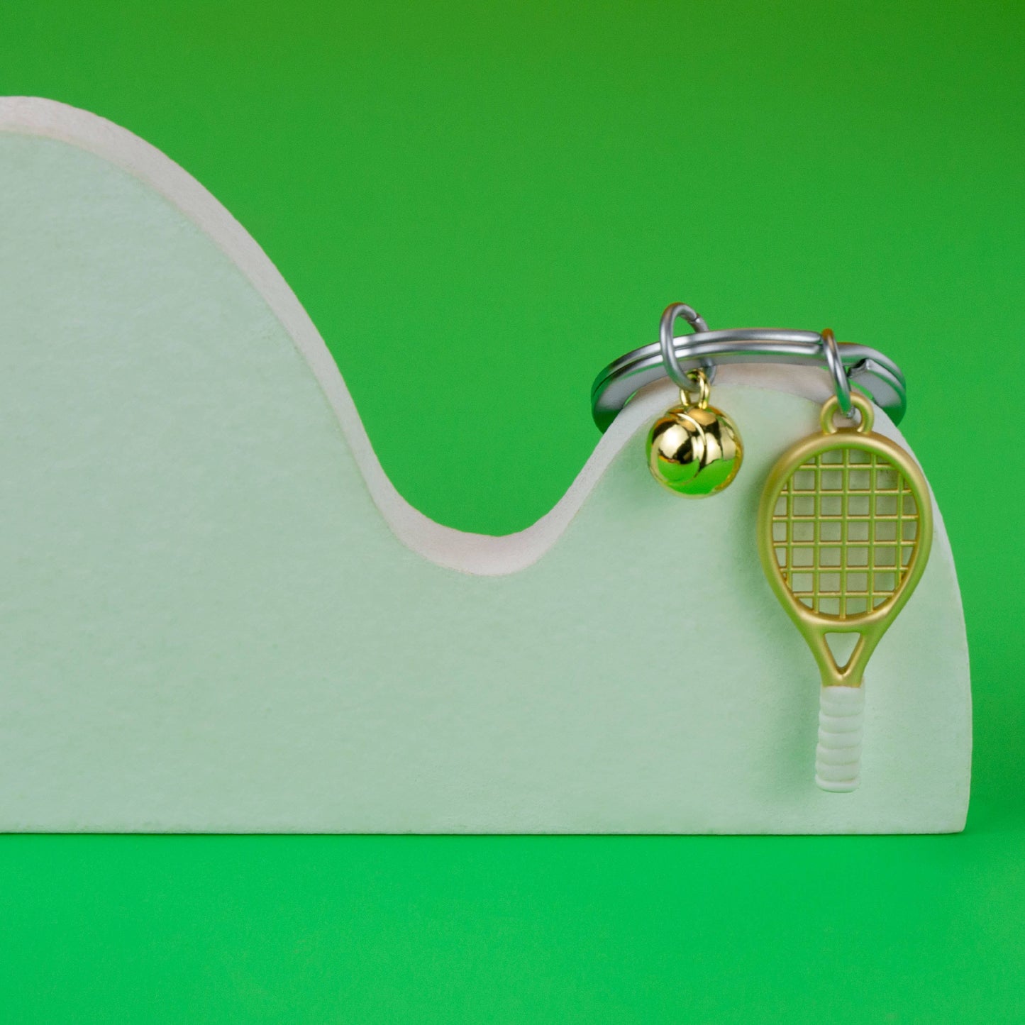 Oli Olsen Metalmorphose Gold Tennis Racket & Ball Keyring
