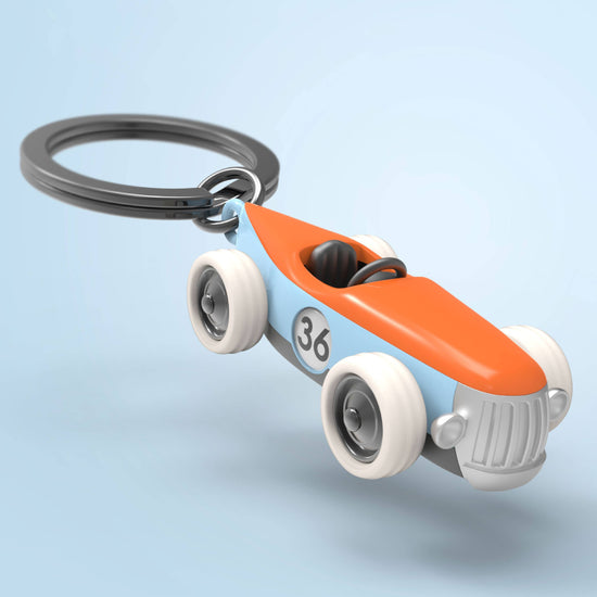 Oli Olsen Metalmorphose Luxe Blue Vintage Racer Car Keyring