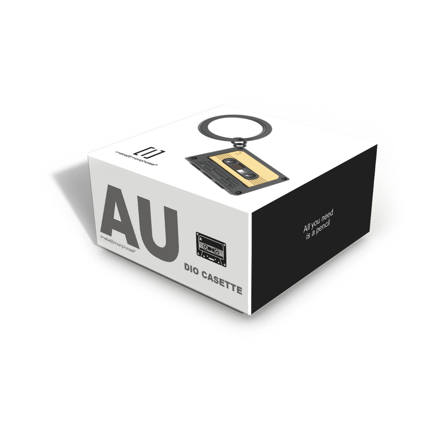 Oli Olsen Metalmorphose Matt Grey & Gold Cassette Tape Keyring