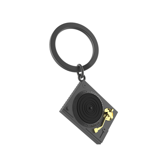 Oli Olsen Metalmorphose Matt Grey & Gold Turntable Keyring