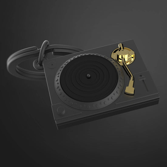 Oli Olsen Metalmorphose Matt Grey & Gold Turntable Keyring