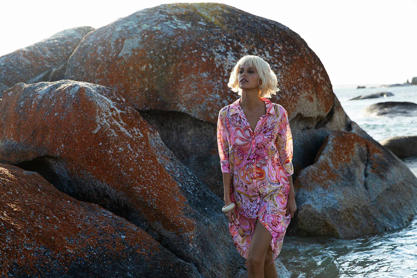 OneSeason Dresses Daisy Shirt Dress in Multi Swirl