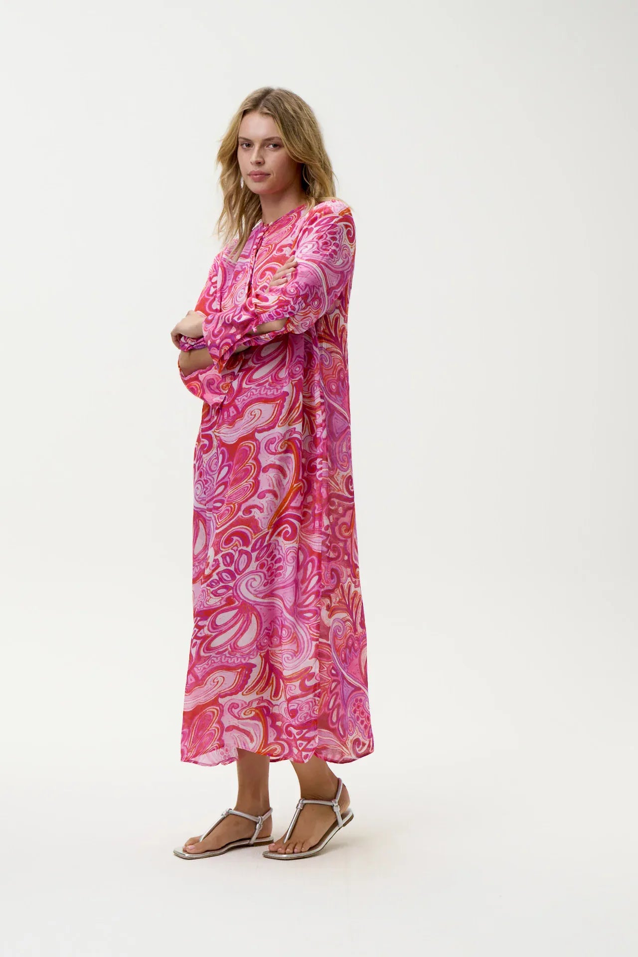 OneSeason Dresses Long Genie Merida in Pink Swirl