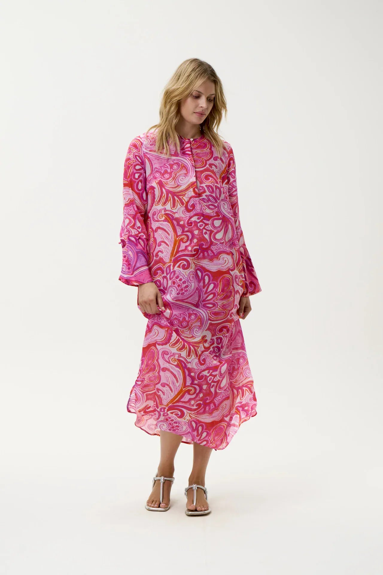 OneSeason Dresses Long Genie Merida in Pink Swirl