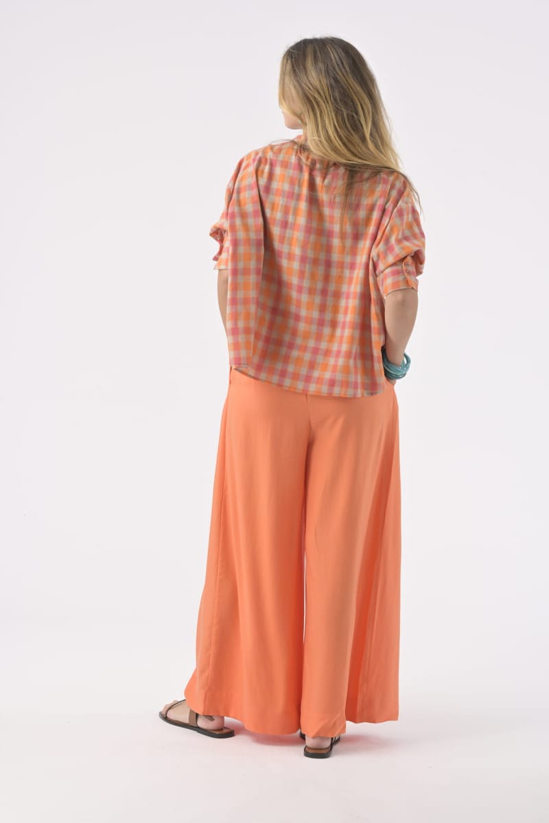 Orfeo Paris Tops Simone's Blouse in Orange Checkered