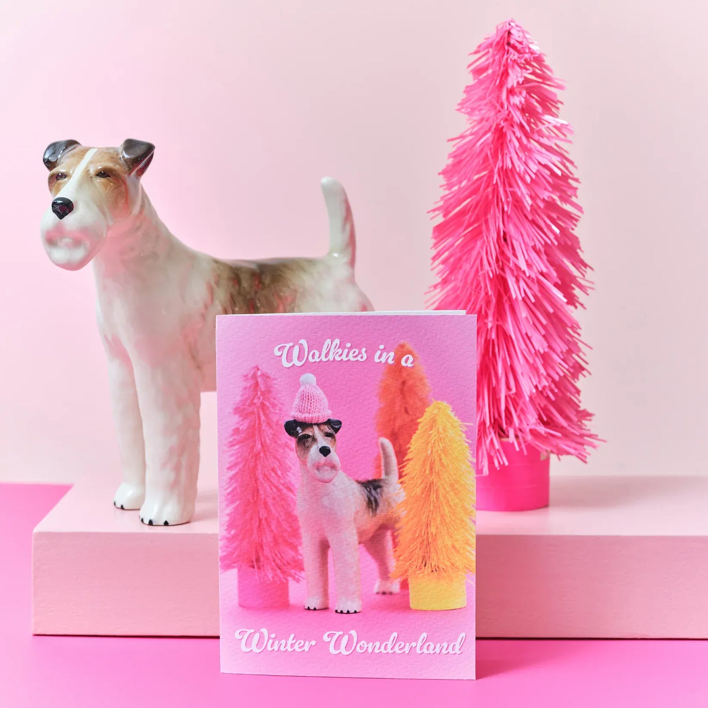 Ornament Art Greetings Cards Wonderland Walkies Terrier Christmas Card