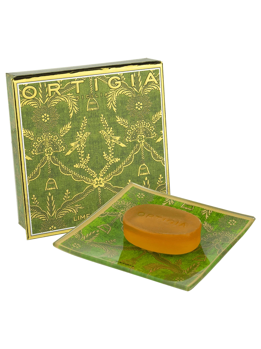 Ortigia Bath & Body Lime Di Sicilia Glass Plate & Soap