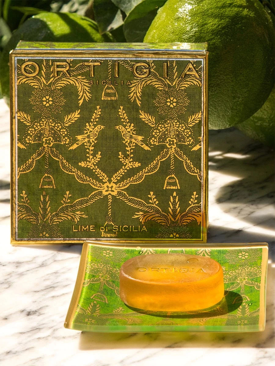 Ortigia Bath & Body Lime Di Sicilia Glass Plate & Soap