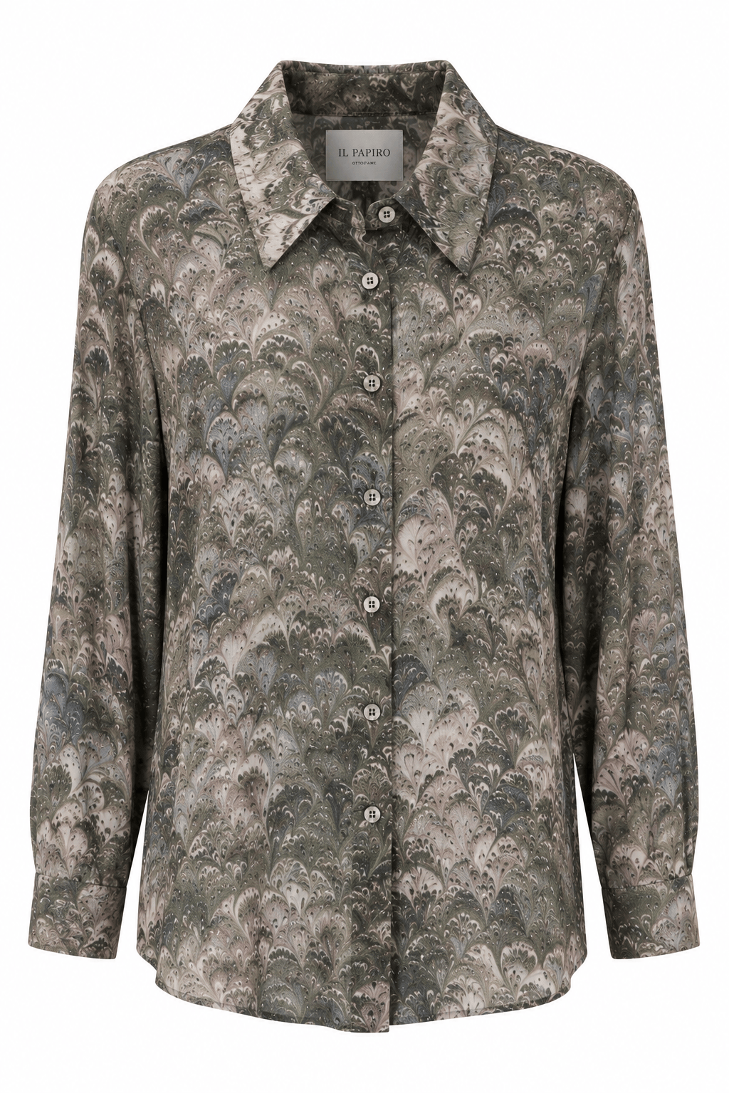 Ottod'Ame Tops Il Papiro Feather Print Shirt in Bronze