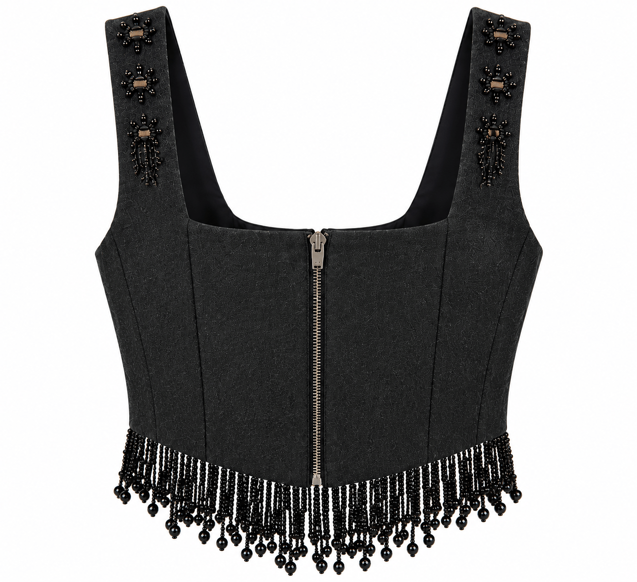 Ottod'Ame Tops Nocturne Beaded Corset Top in Black