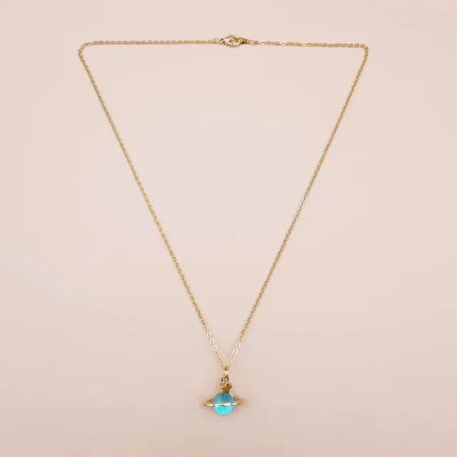 Parkside London Necklaces Caribbean Blue Gold Chain Necklace