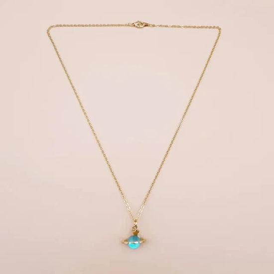 Parkside London Necklaces Caribbean Blue Gold Chain Necklace