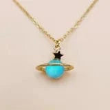 Parkside London Necklaces Caribbean Blue Gold Chain Necklace