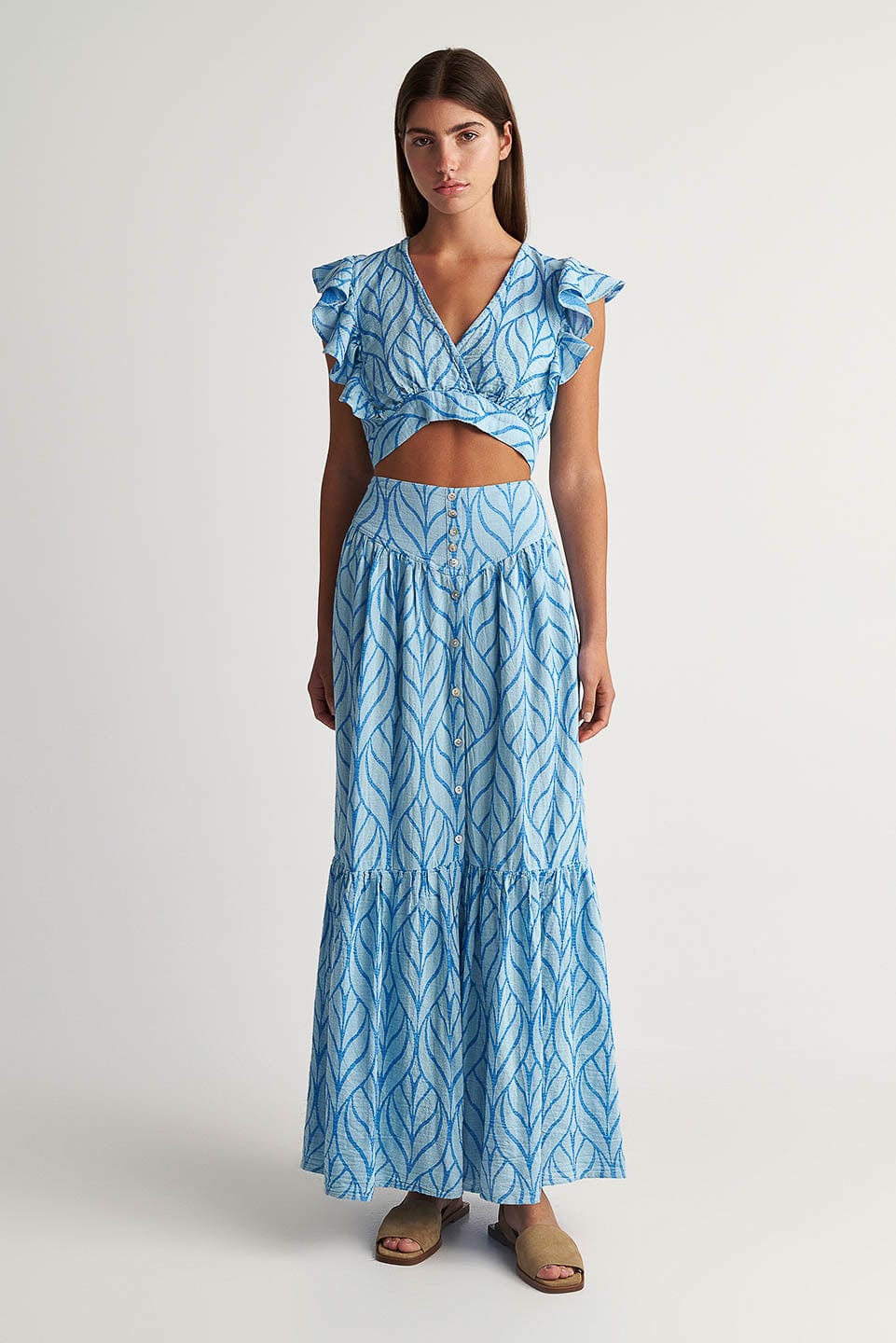 Pearl & Caviar Zakar Maxi Skirt in Blue