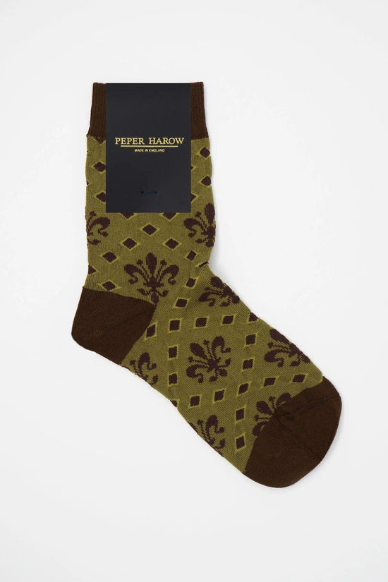 Peper Harow Ladies Socks Fleur De Lis Womens Socks - Green