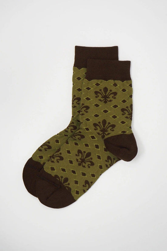 Peper Harow Ladies Socks Fleur De Lis Womens Socks - Green