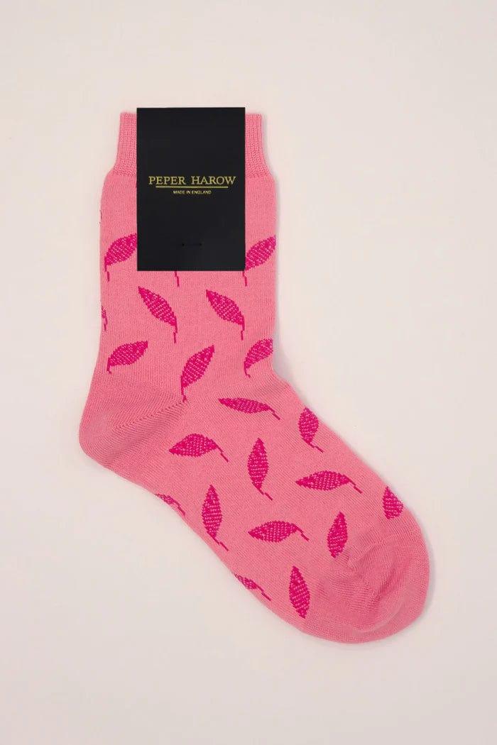 Peper Harow Ladies Socks Leaf Womens Socks - Pink