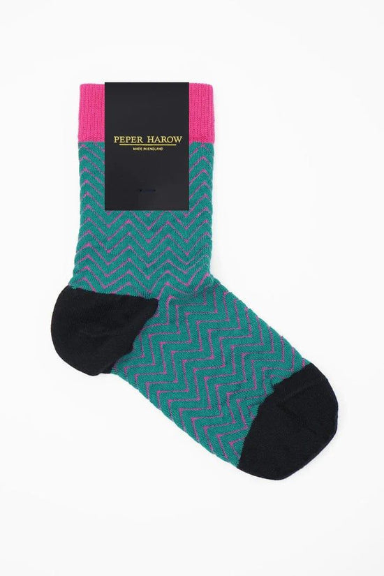 Peper Harow Ladies Socks ZigZag Womens Socks - Teal