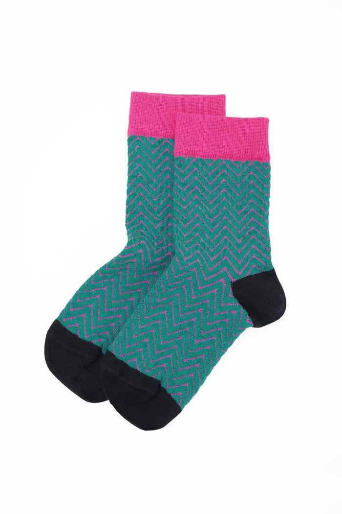 Peper Harow Ladies Socks ZigZag Womens Socks - Teal