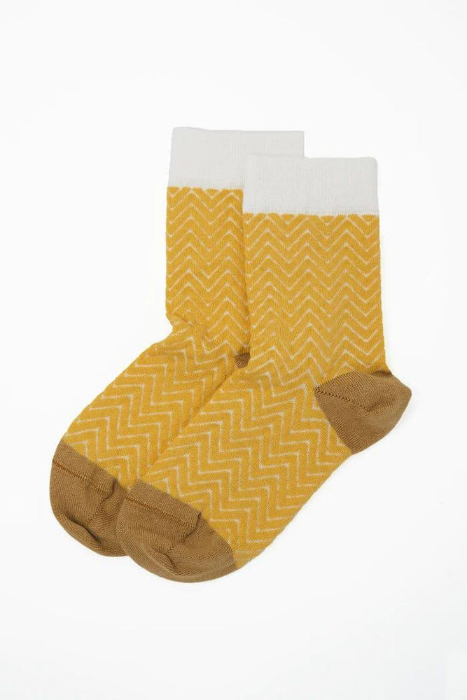 Peper Harow Ladies Socks ZigZag Womens Socks - Yellow