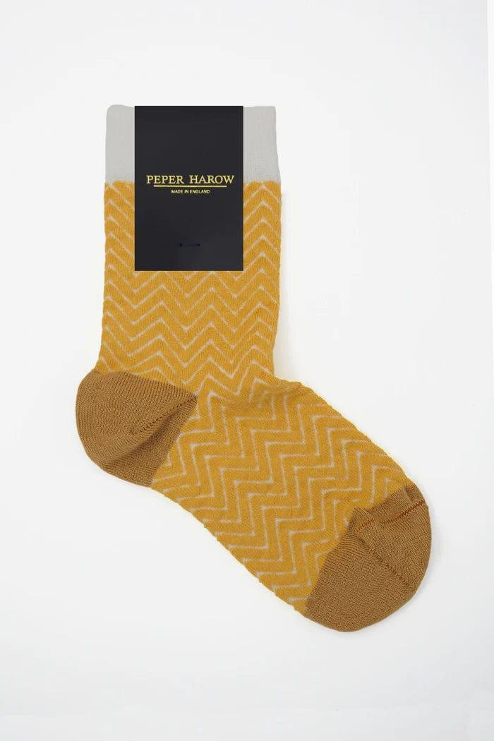 Peper Harow Ladies Socks ZigZag Womens Socks - Yellow