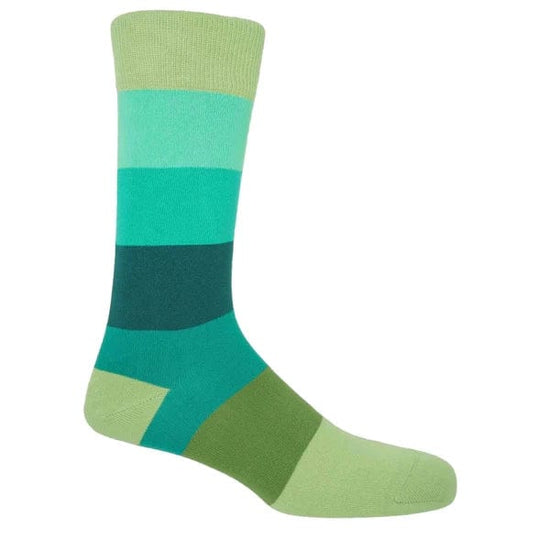 Peper Harow Mens Socks Block Stripe Mens Socks Earth