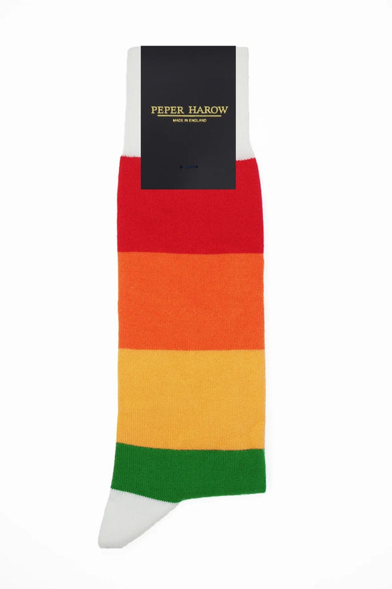 Peper Harow Mens Socks Block Stripe Mens Socks - Rainbow