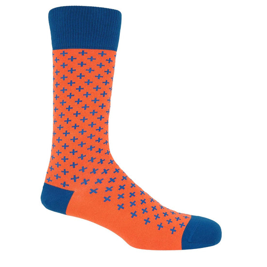 Peper Harow Mens Socks Crosslet Mens Luxury Socks - Orange