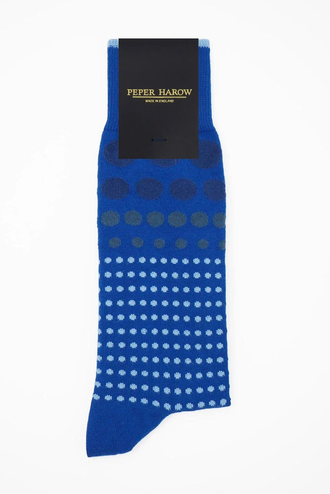 Peper Harow Mens Socks Grad Polka Mens Socks- Blue