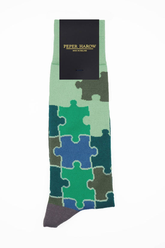 Peper Harow Mens Socks Jigsaw Men's Socks: Blue