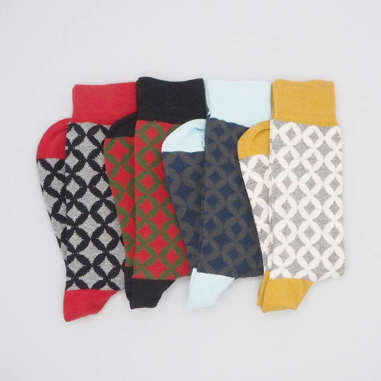 Peper Harow Mens Socks Mosaic Men's Recycled Socks: Navy